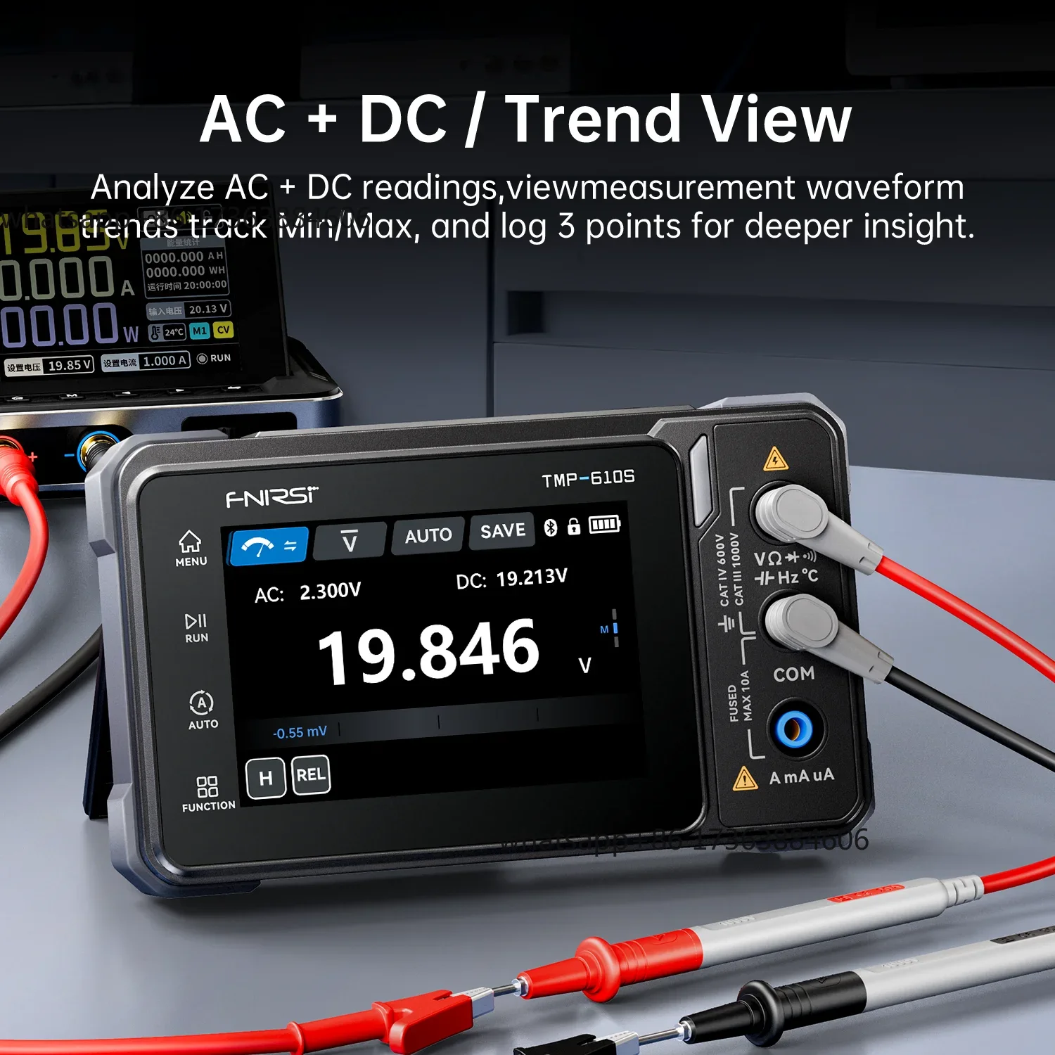 Fnirsi Digital Oscilloscope Handheld - FNIRSI TMP-610S Multimetro Digitale 60000 Conti