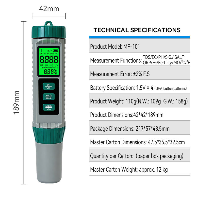 Nuovo Misuratore PH 10 in 1, M - Ph Meter Digital Water Tester recensione e prezzo