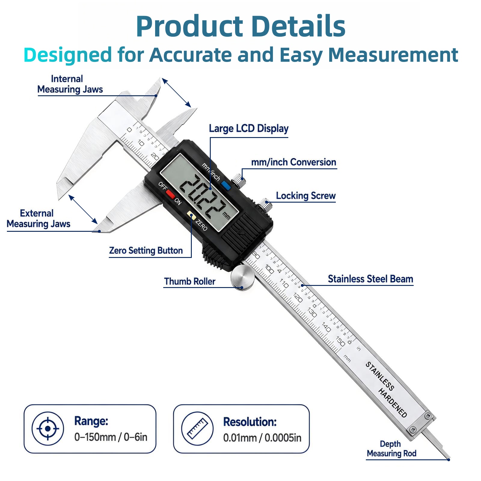 Calibro digitale in acciaio in - Digital Caliper 150Mm Stainless Steel recensione e prezzo